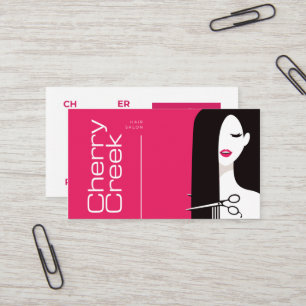 Friseur Salon Moderner Pink Black Beauty Salon Visitenkarte