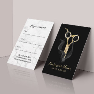 Friseur Salon Modernes Schwarzes & Gold Haar Termi Terminkarte