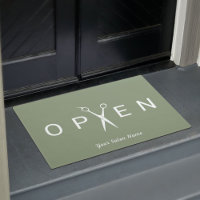 Friseur-Salon Schere Open Sage Grün Willkommen