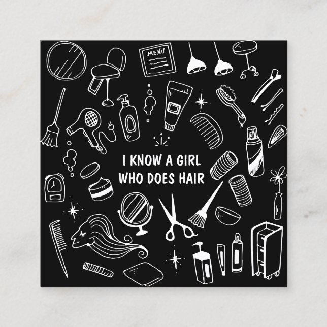 Friseur Salon Stylist Black Quadratische Visitenkarte (Vorderseite)