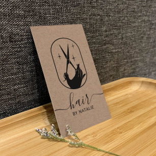 Friseur Schere Hand Logo Rustikaler Kraft Salon Visitenkarte