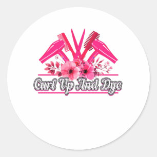 Friseur, Schere, Kamm, Haartrockner Runder Aufkleber