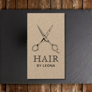 Friseur Schere Rustikale Vintage Kraftpapier Visitenkarte