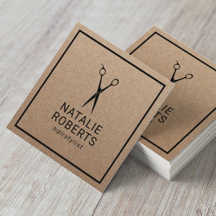 Friseur Schönheitssalon Minimalistisch Rustikaler Quadratische Visitenkarte
