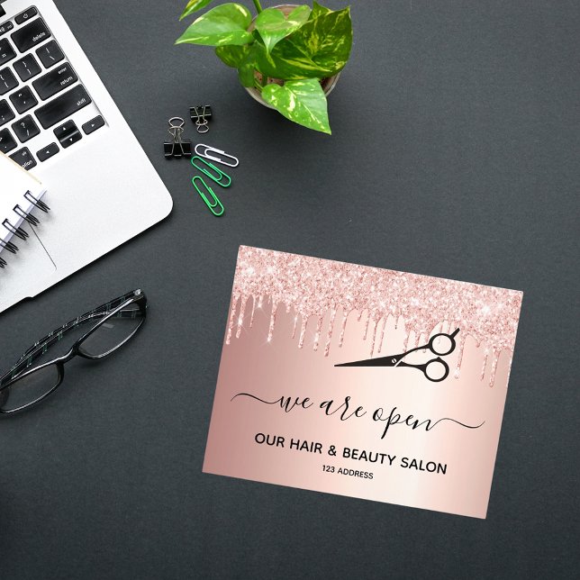 Friseur Schönheitssalon Rose Gold Glitzer Tropfen Flyer (Von Creator hochgeladen)
