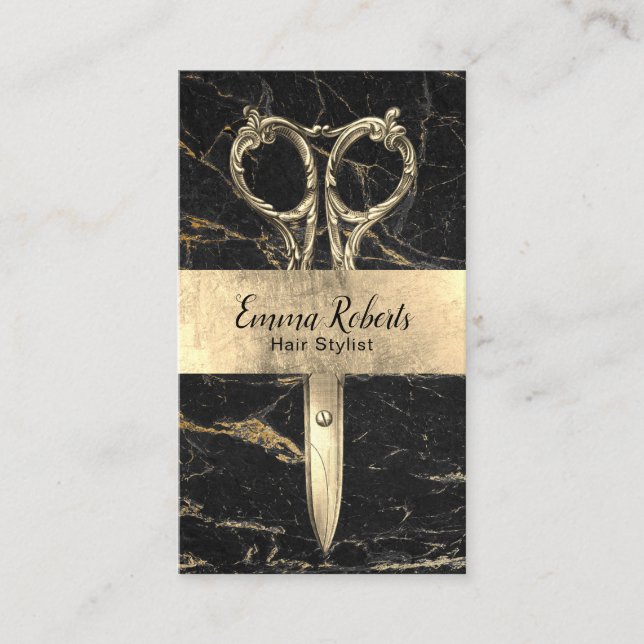 Friseur Schwarz & Gold Marbella Salon Terminkarte (Vorderseite)