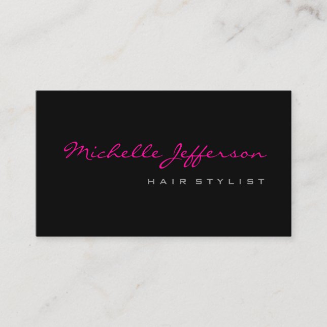 Friseur Script Grau Rosa Visitenkarte (Vorderseite)