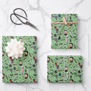 Friseur-Shave-Mann-Haarschnitt-Friseur-Stange-Gesc Geschenkpapier Set