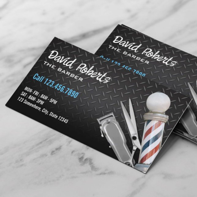 Friseur Shop Beruflich Hair Clipper Dunkles Metall Visitenkarte (Von Creator hochgeladen)
