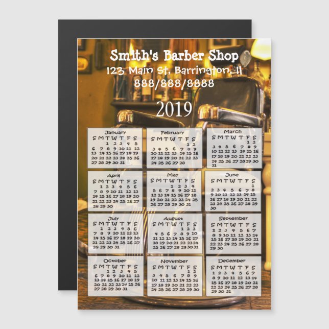 Friseur Shop Mini Kalender Magnet 2019 (Vorne/Hinten)