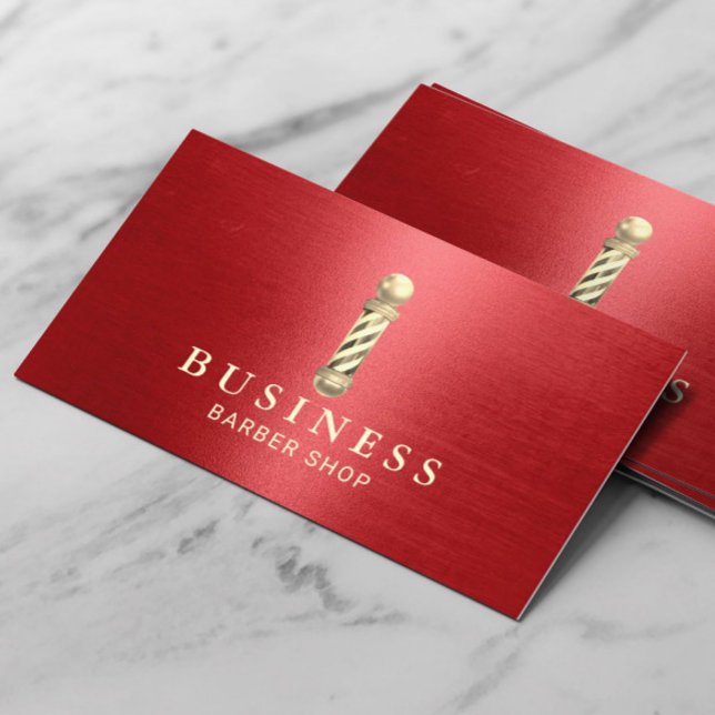 Friseur Shop Moderne Red & Gold Hair Stylist Visitenkarte (Von Creator hochgeladen)