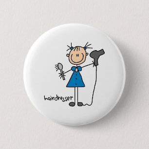 Friseur-Strichmännchen Button