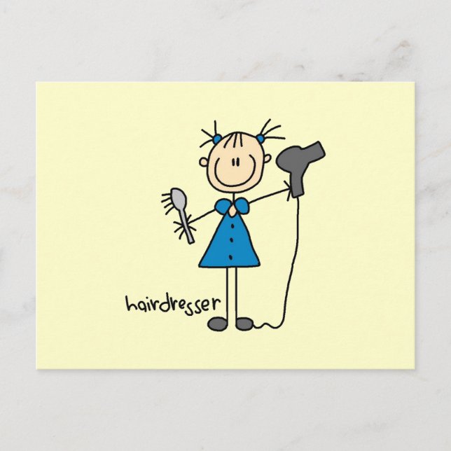 Friseur-Strichmännchen Postkarte (Vorderseite)