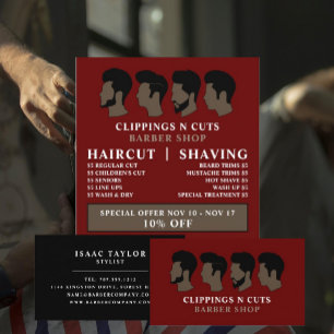 Friseur-Styling für Männer, Herrenfriseure Werbung Flyer