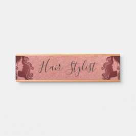 Friseur-Stylist auf Glitzer Türschild