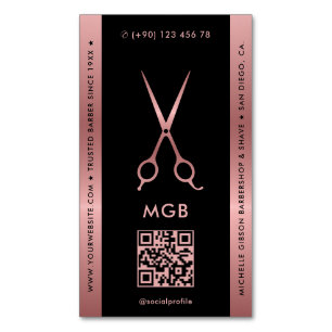 Friseur Stylist Barber Black Pink Rosegold Scheren Magnetische Visitenkarte