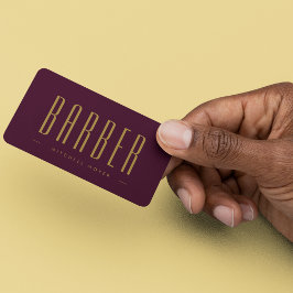 Friseur Stylist Barber Shop Burgundy Gold Einfach Visitenkarte
