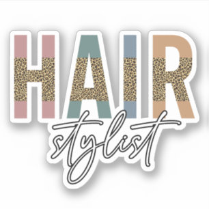Friseur-Stylist-Cheetah Typografie Geschenk Aufkleber