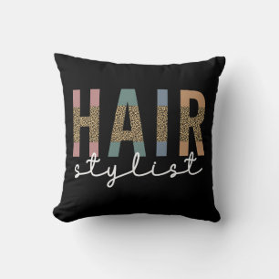 Friseur-Stylist-Cheetah Typografie Geschenk Kissen