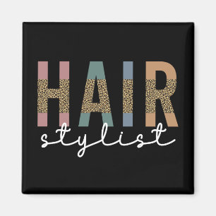 Friseur-Stylist-Cheetah Typografie Geschenk Magnet