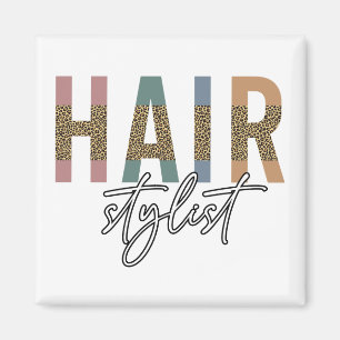Friseur-Stylist-Cheetah Typografie Geschenk Magnet