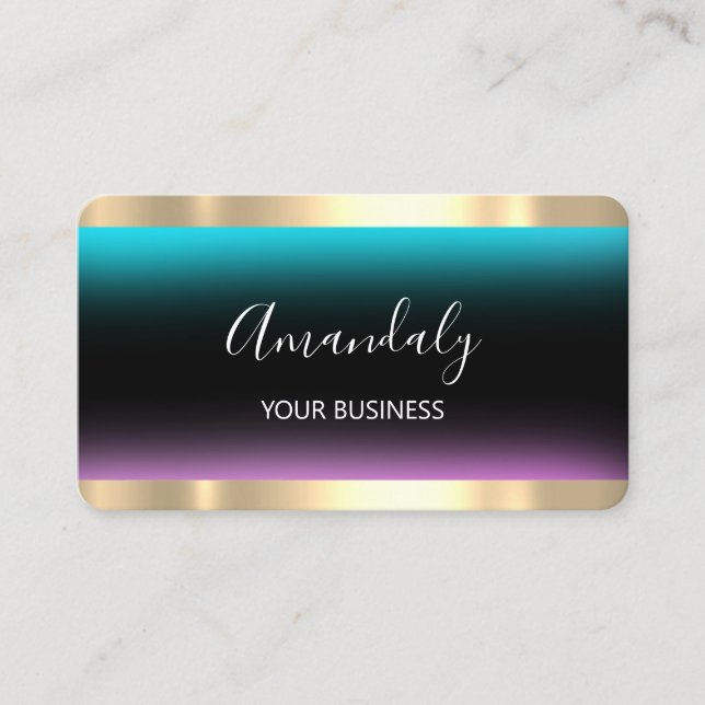 Friseur Stylist Coiffeur Schere Gold Black Visitenkarte (Vorderseite)