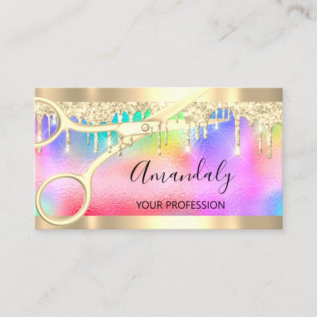 Friseur Stylist Coiffeur Schere Holograph Visitenkarte (Vorderseite)