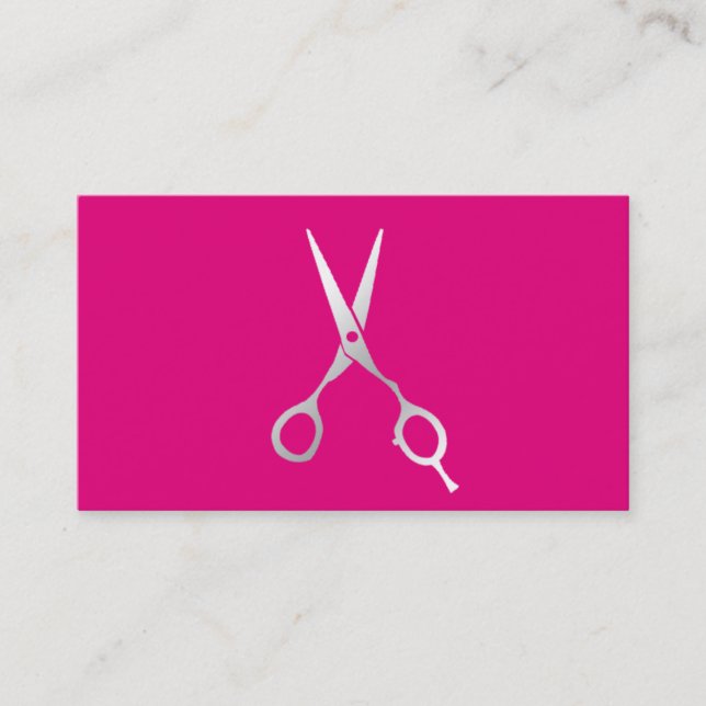 Friseur Stylist Einfache Schere Modernes Hot Pink Visitenkarte (Vorderseite)