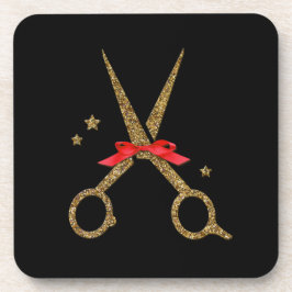 Friseur Stylist Geschenk Golden Glitzer Schere Getränkeuntersetzer