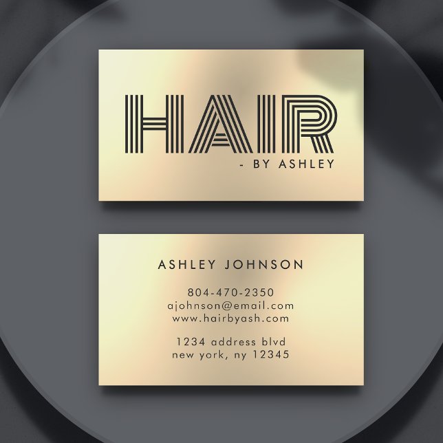 Friseur-Stylist Gold Moderne Metallic Beruflich Visitenkarte (Hair Stylist Gold Modern Metallic Professional Business Card
)