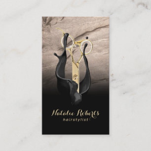 Friseur-Stylist Gold-Schere Black & Bornze Salon Visitenkarte