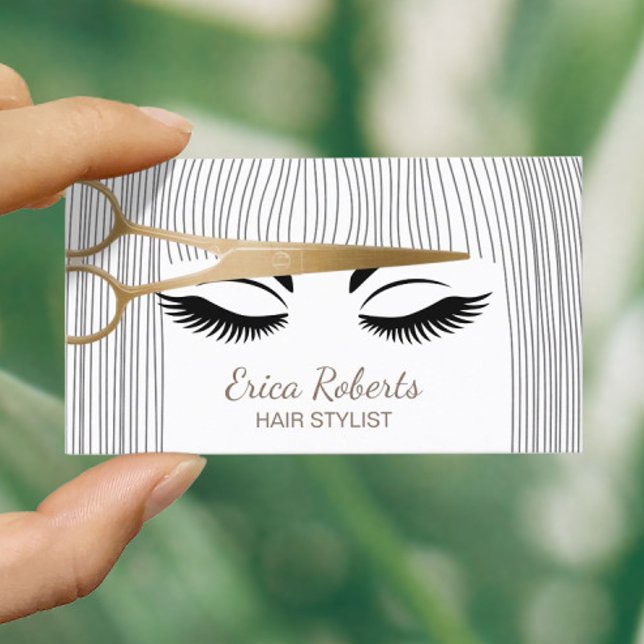 Friseur-Stylist Gold-Schere & Girl-Friseur Salon Visitenkarte (Von Creator hochgeladen)