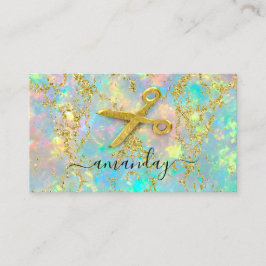 Friseur Stylist Gold Schere Holograph Glitte Visitenkarte