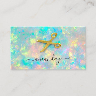 Friseur Stylist Gold Schere Holograph Opal Visitenkarte