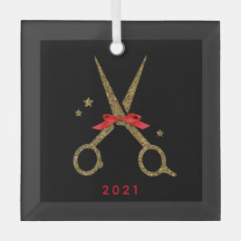 Friseur Stylist Golden Glitzer Schere Metal Ornament Aus Glas