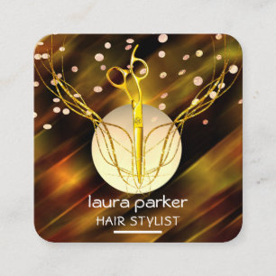 Friseur-Stylist-Goldschere Lila Mondsalon Quadratische Visitenkarte