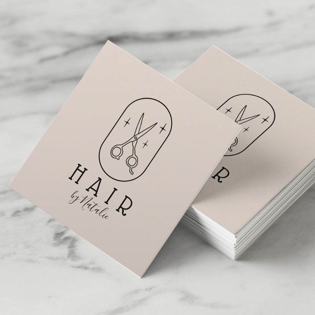 Friseur-Stylist Minimalistische Schere Logo Pastel Quadratische Visitenkarte (Von Creator hochgeladen)