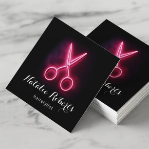 Friseur-Stylist Moderne Neon-Schere Friseur-Shop S Quadratische Visitenkarte