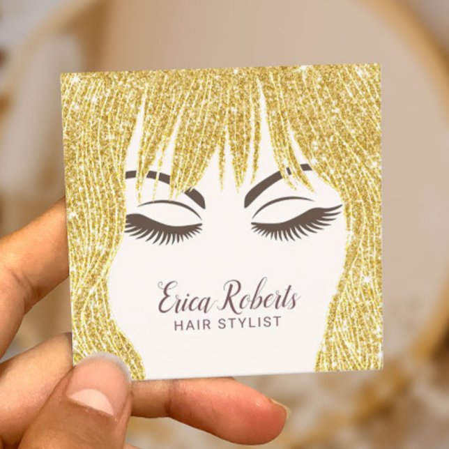 Friseur Stylist Modernes Gold Haar Girl del Malcan Quadratische Visitenkarte (Von Creator hochgeladen)