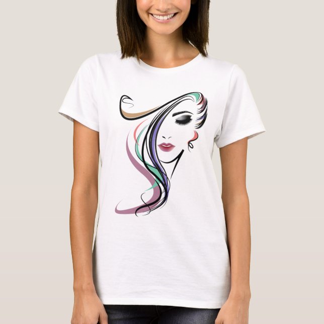 Friseur-Stylist, Niedliche Girl-Face-T - Shirt (Vorderseite)