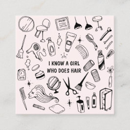 Friseur Stylist Pink Quadratische Visitenkarte