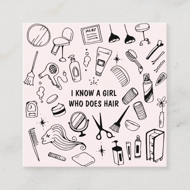 Friseur Stylist Pink Quadratische Visitenkarte (Vorderseite)