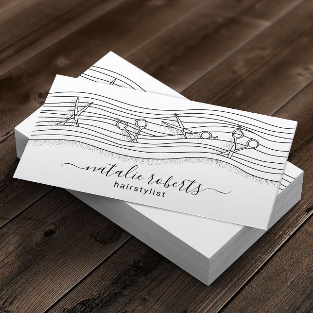 Friseur-Stylist-Schere & Zeichn-Salon für lange Ha Visitenkarte (Von Creator hochgeladen)