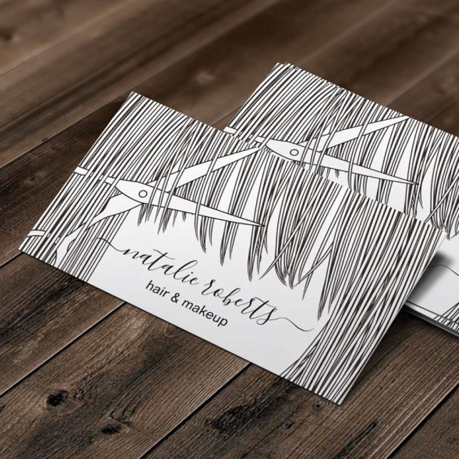 Friseur-Stylist-Scissor & Hair-Illustrationssalon Visitenkarte (Von Creator hochgeladen)