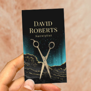 Friseur Stylist Trendy Gold Agate Friseur Salon Visitenkarte