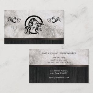 Friseur Stylist und Schönheit   Marmorholz Visitenkarte