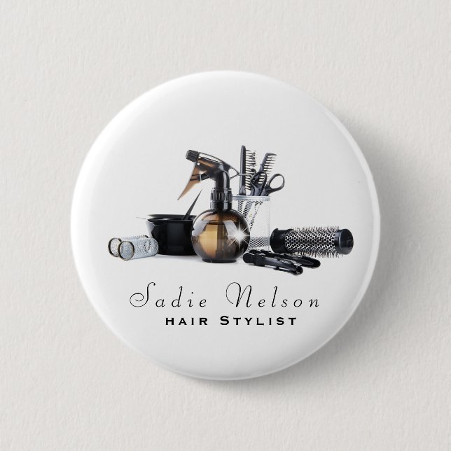 Friseur-Stylistin Salon Tools Beauty Business Button (Vorderseite)