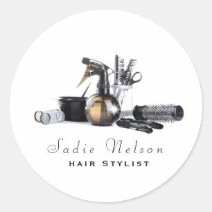 Friseur-Stylistin Salon Tools Beauty Business Runder Aufkleber