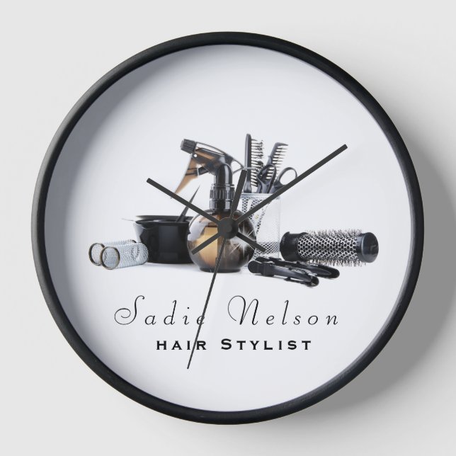 Friseur-Stylistin Salon Tools Beauty Business Uhr (Vorderseite)