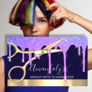 Friseur-Stylistin Tropfen Schere Coiffeur Visitenkarte